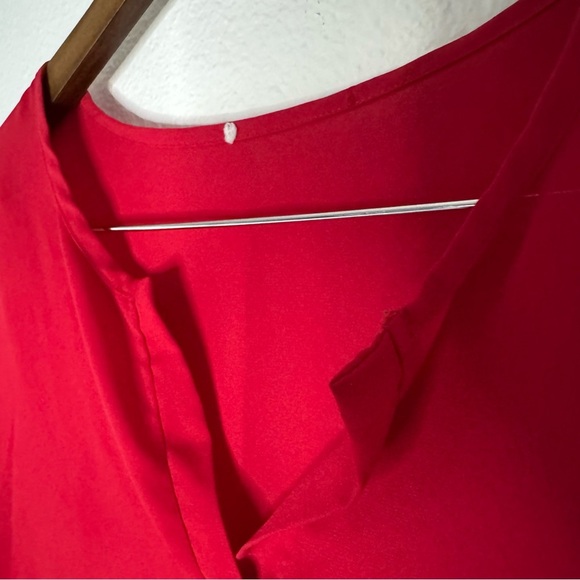 Talbots Red Latern Bubble Sleeve Neck Blouse Size XL Curved Hem - Picture 5 of 11